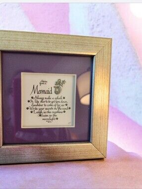 Mermaid Quote Framed Wall Art in Purple and Silver-Tone